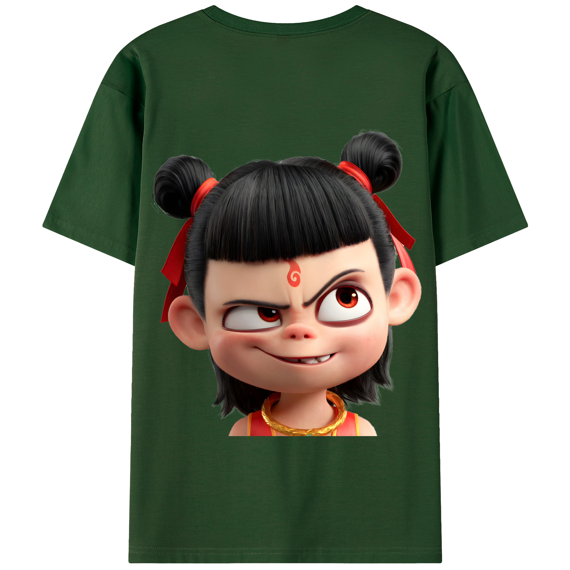（画像用） Ne Zha 2 ナタ 魔童の大暴れ 綿100％半袖Tシャツ（背面プリント）